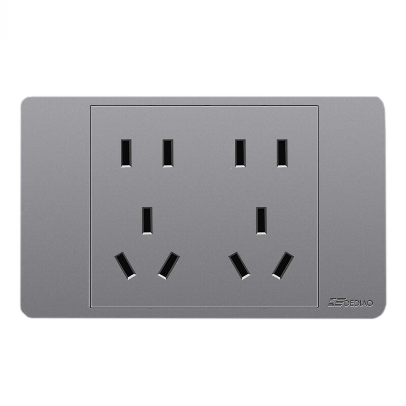 德雕(dediao)118型星空灰开关插座 118二位10孔 二位小五孔电源插座