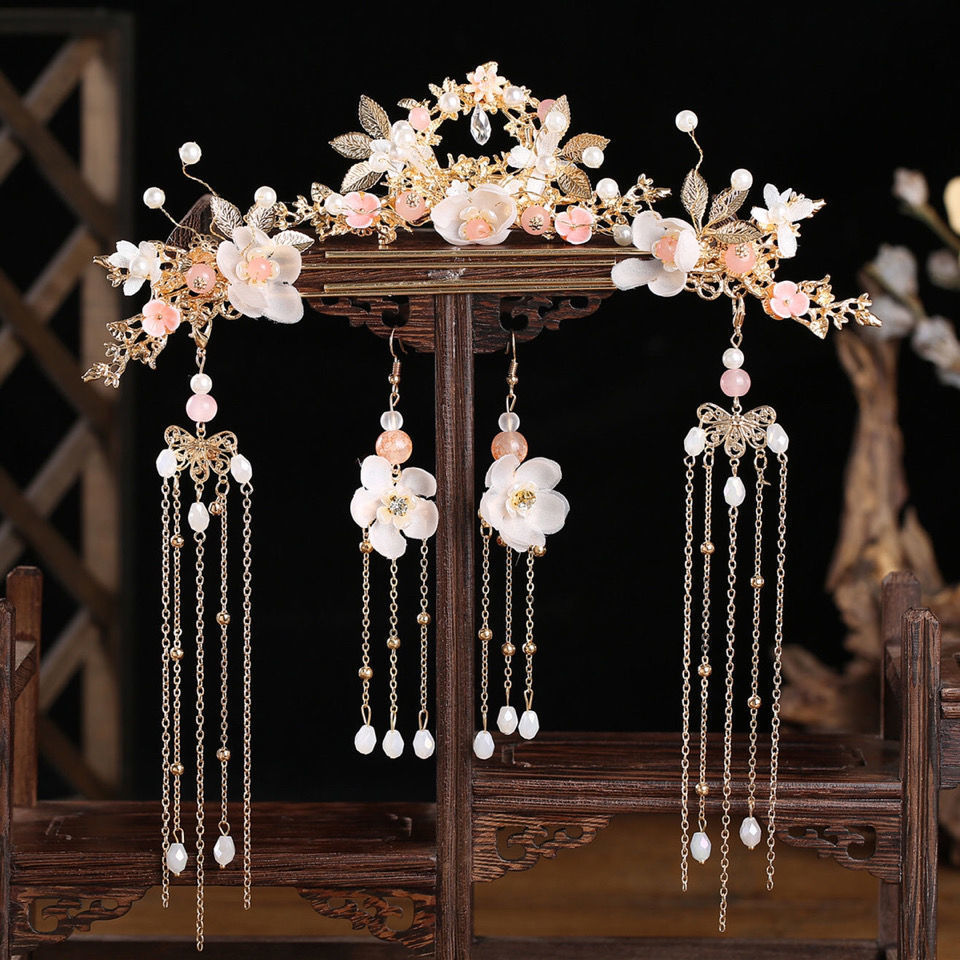 发梳流苏发钗超仙全套复古流苏步摇 t209套装耳夹款(送备用钩眉心贴)