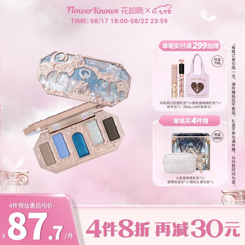 花知晓 月光人鱼眼影盘五色宝石眼影盘粉质细腻不飞粉 【玩妆进阶】05月光国