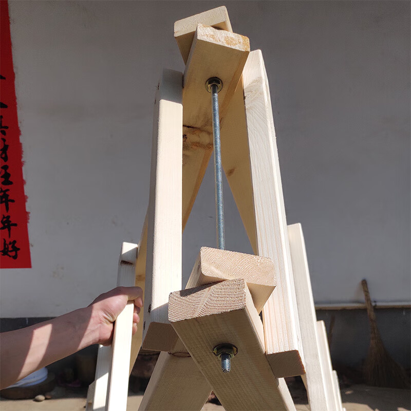 雅戈兰罗木梯人字梯爬梯工程梯子      装修实木木梯木头人字梯家用梯