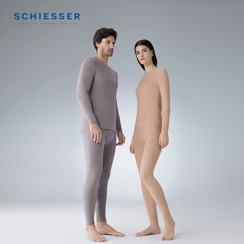 舒雅(Schiesser)男女情侣保暖内衣中厚远红外暖肤绒抑菌随型裁保暖套装E5/21885W 女士E0/21886W杏色7103 M