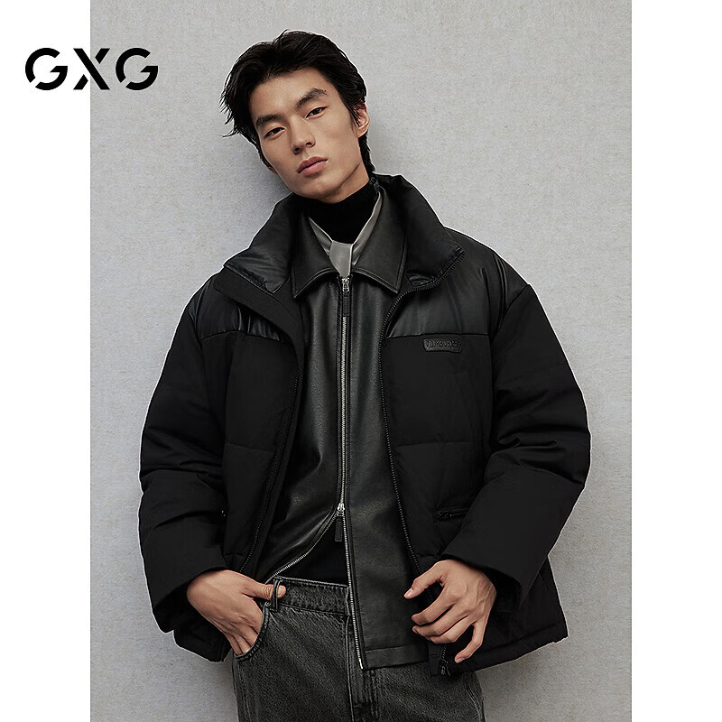 GXG男裝通勤加厚棉衣保暖外套24冬新品 黑色 175/L