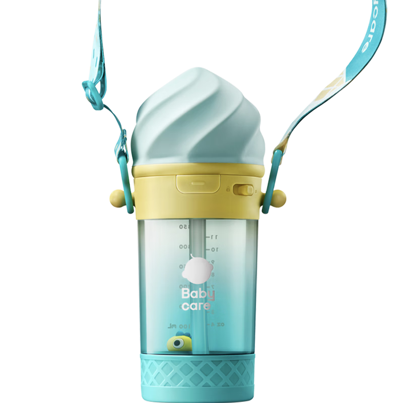 babycare儿童水杯吸管杯-科里斯绿防漏冰淇淋学饮杯