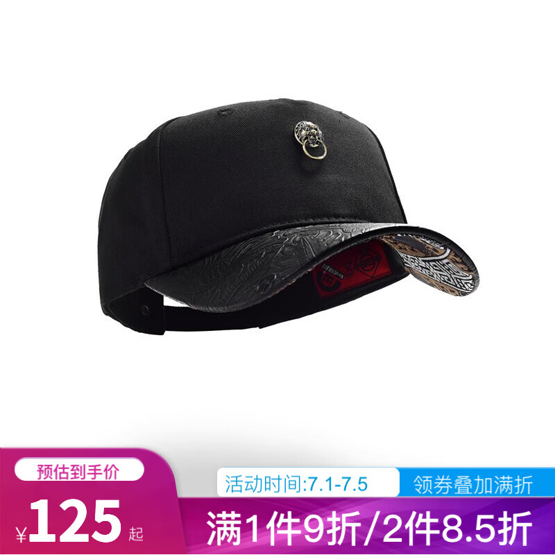 初弎潮牌鸭舌帽刺绣中国风男狮子头情侣夏季棒球帽子46077 狮子头（小）铜色