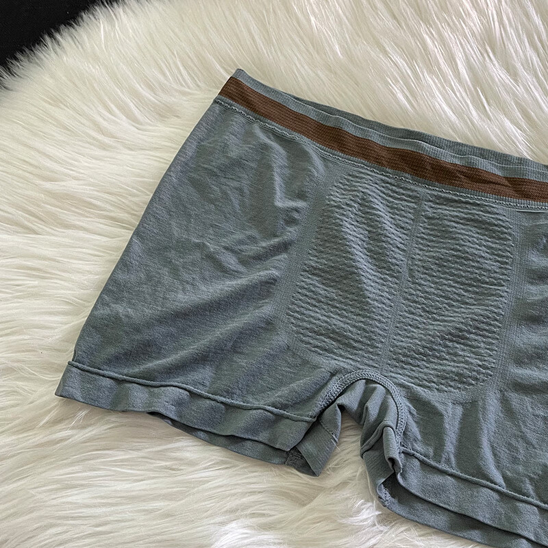 3条装男士内裤中腰透气舒适蜂巢平角裤无缝裸感高弹力大码短裤衩 灰色+蓝色+深蓝- 3条 2XL推荐140-170斤