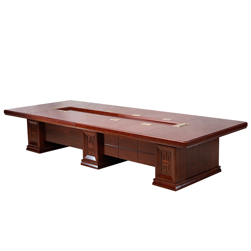 顺富美(SHUNFUMEI)会议桌 6米会议桌培训桌实木贴皮工艺办公桌会议室办公家具H13款 可一站式采购