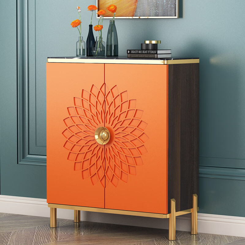 大容量储物柜客厅轻奢室外置物柜门口橙色 爱马仕橙(80宽35厚95高)