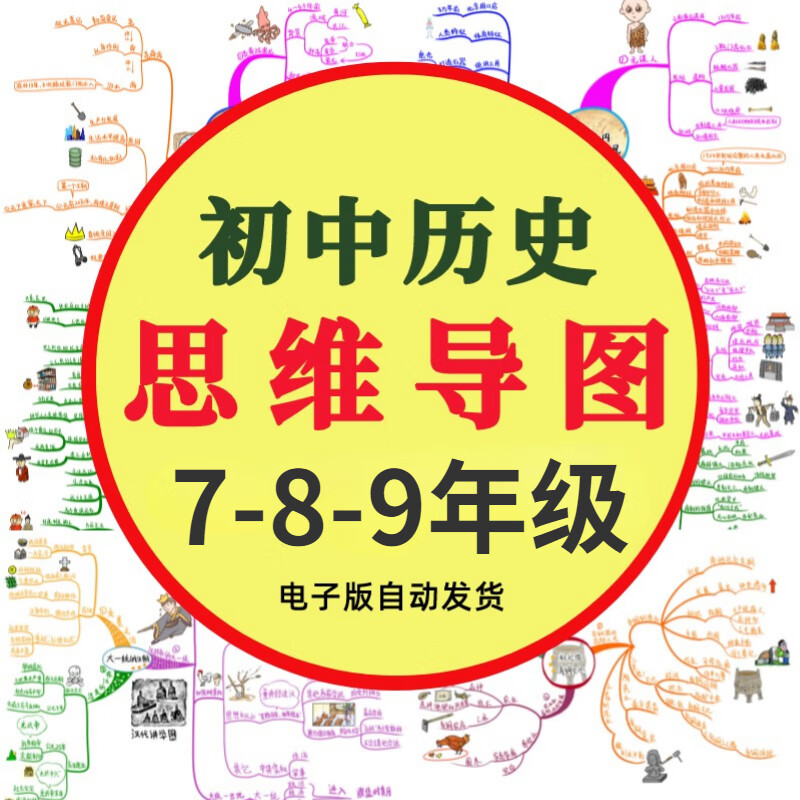 初中历史思维导图七八九年级上下册历史图片思维导图全套电子版(购买