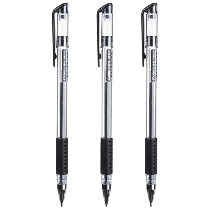 齊心(Comix)順滑大筆劃中性筆拔帽簽字筆水筆辦公文具 0.7mm子彈頭 黑色 12支/盒 GP007