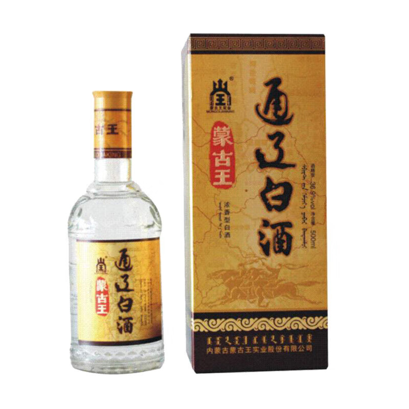 哺食旺内蒙特产蒙古王通辽礼盒草原纯粮浓香型36.9度500ml 白酒一瓶