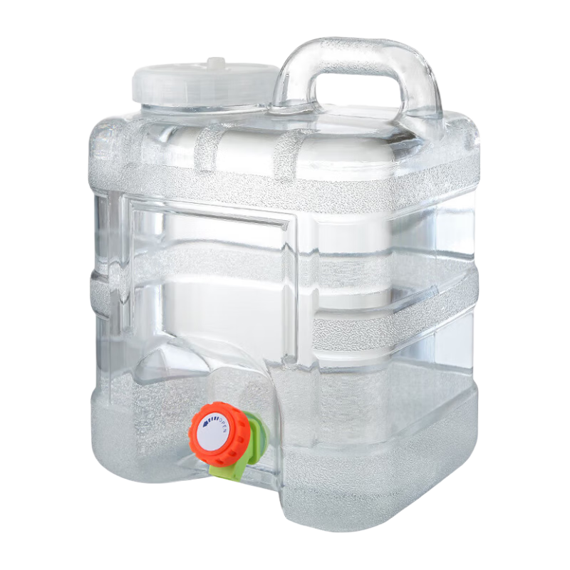 格術戶外水桶 純凈水桶手提式 車載儲水桶食品級飲用水桶大容量空桶 22升白方桶帶水龍頭+四配件
