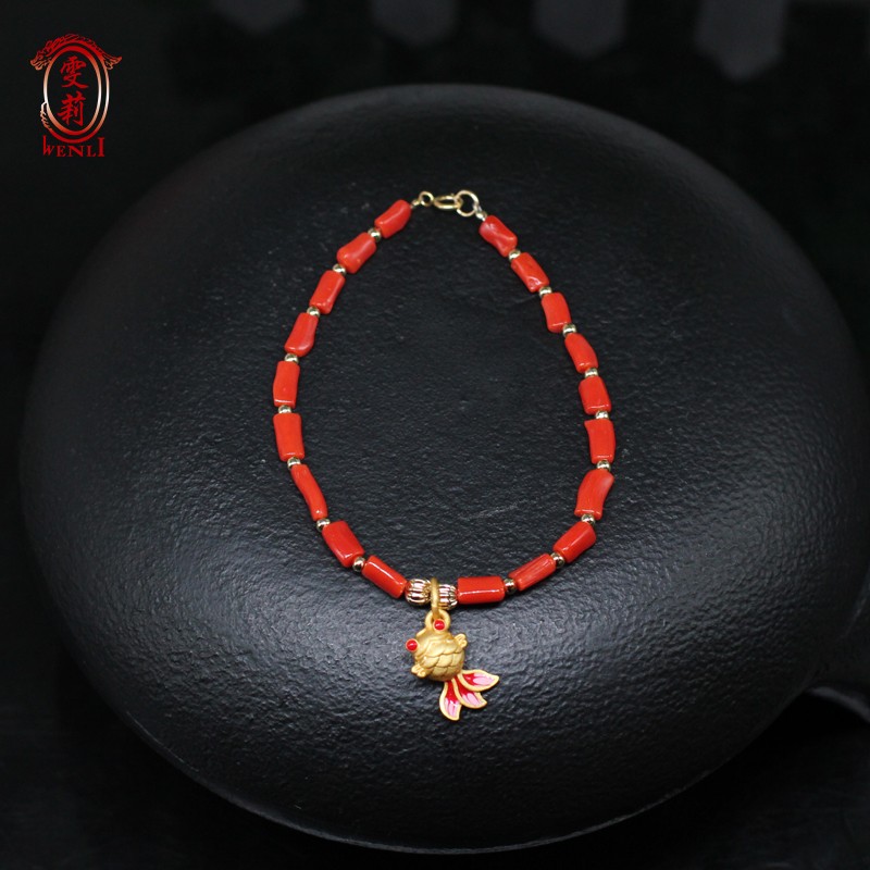 雯莉珠宝天然红色珊瑚手链藏式时尚是纯天然的吗/颜色与其说的一样吗？