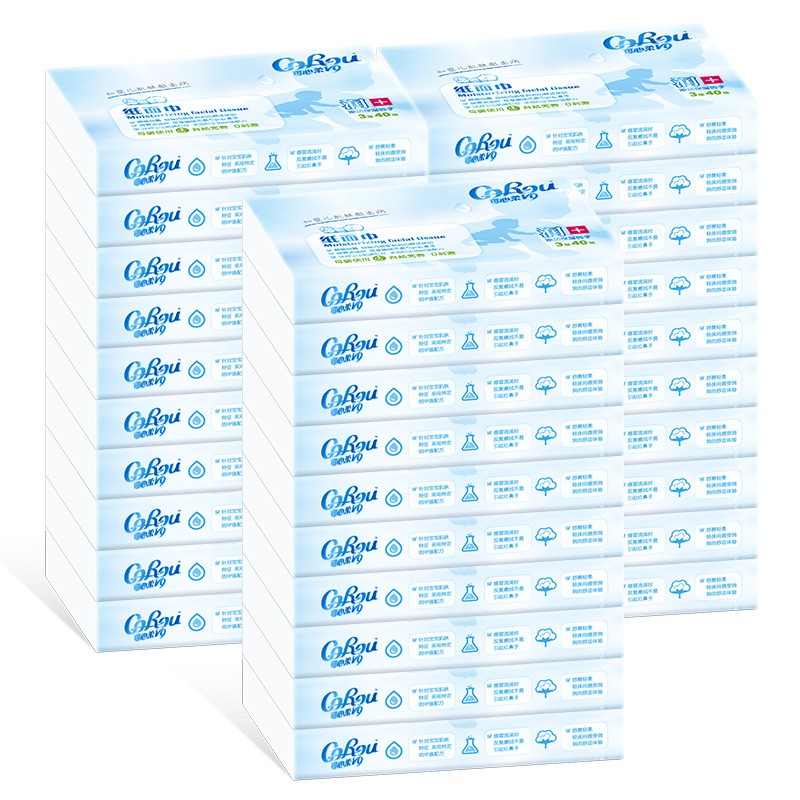 可心柔（COROU） 可心柔V9润加系列柔润保湿抽纸40抽30包量贩装面巾纸婴儿柔纸巾便携