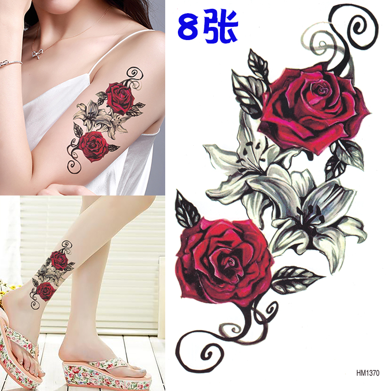 妙微熊大图水墨风纹身贴防水女性感遮疤痕花臂背部大腿小腿刺青贴