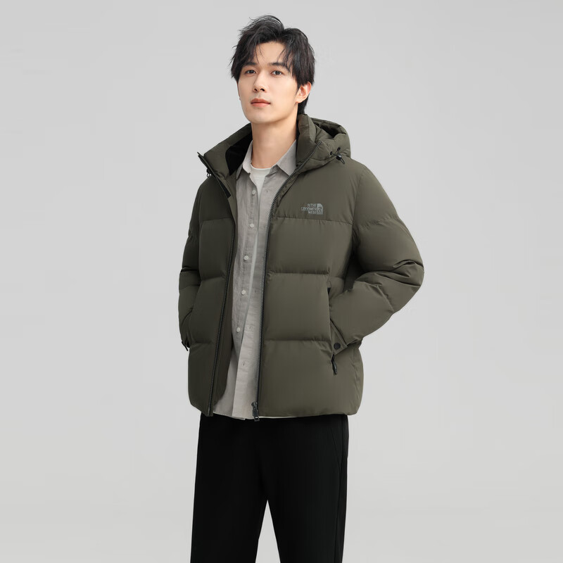 雪中飞新款百搭时尚男士短款连帽羽绒服休闲百搭保暖防寒显瘦亲肤 橄榄绿|4018 XL 180/96A