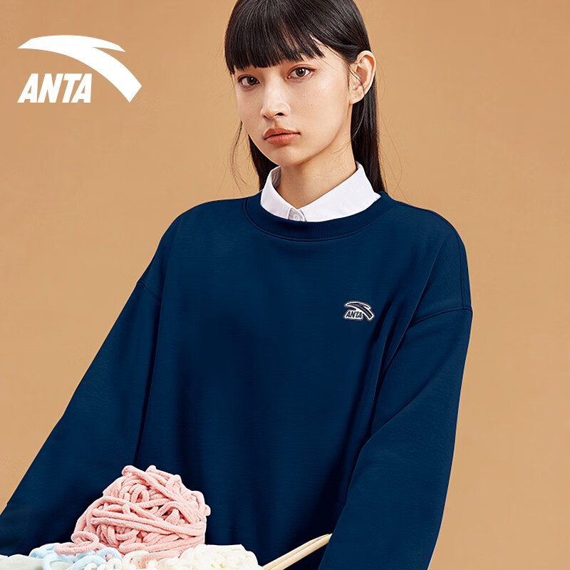 安踏(anta) 安踏卫衣女装休闲圆领秋季新款长袖外套百搭官网运动服女