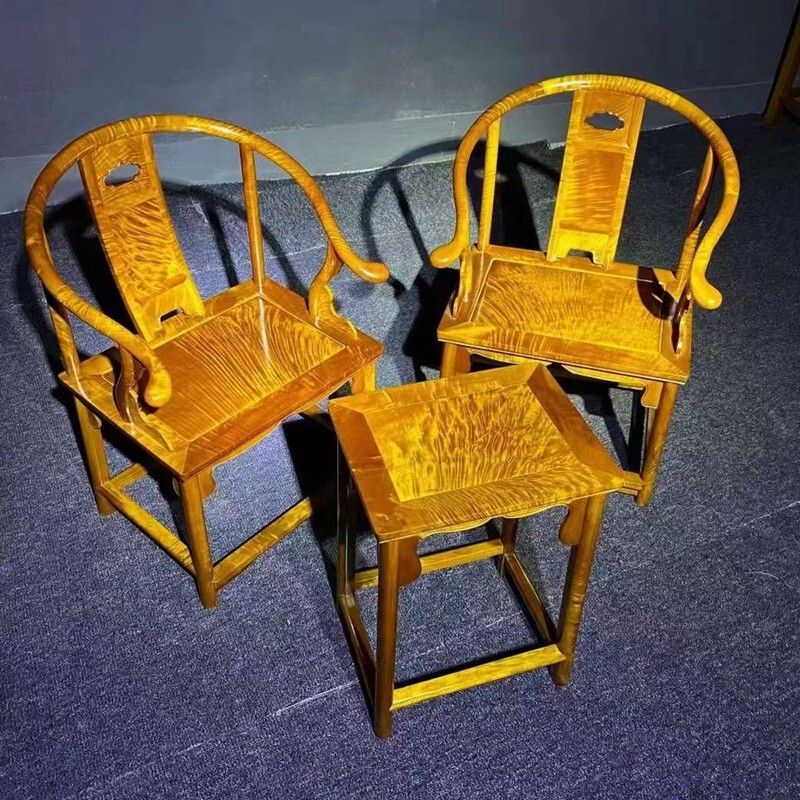 古樽堂金丝楠木皇宫椅圈椅3件套太师椅新中式仿古实木古典高档现代