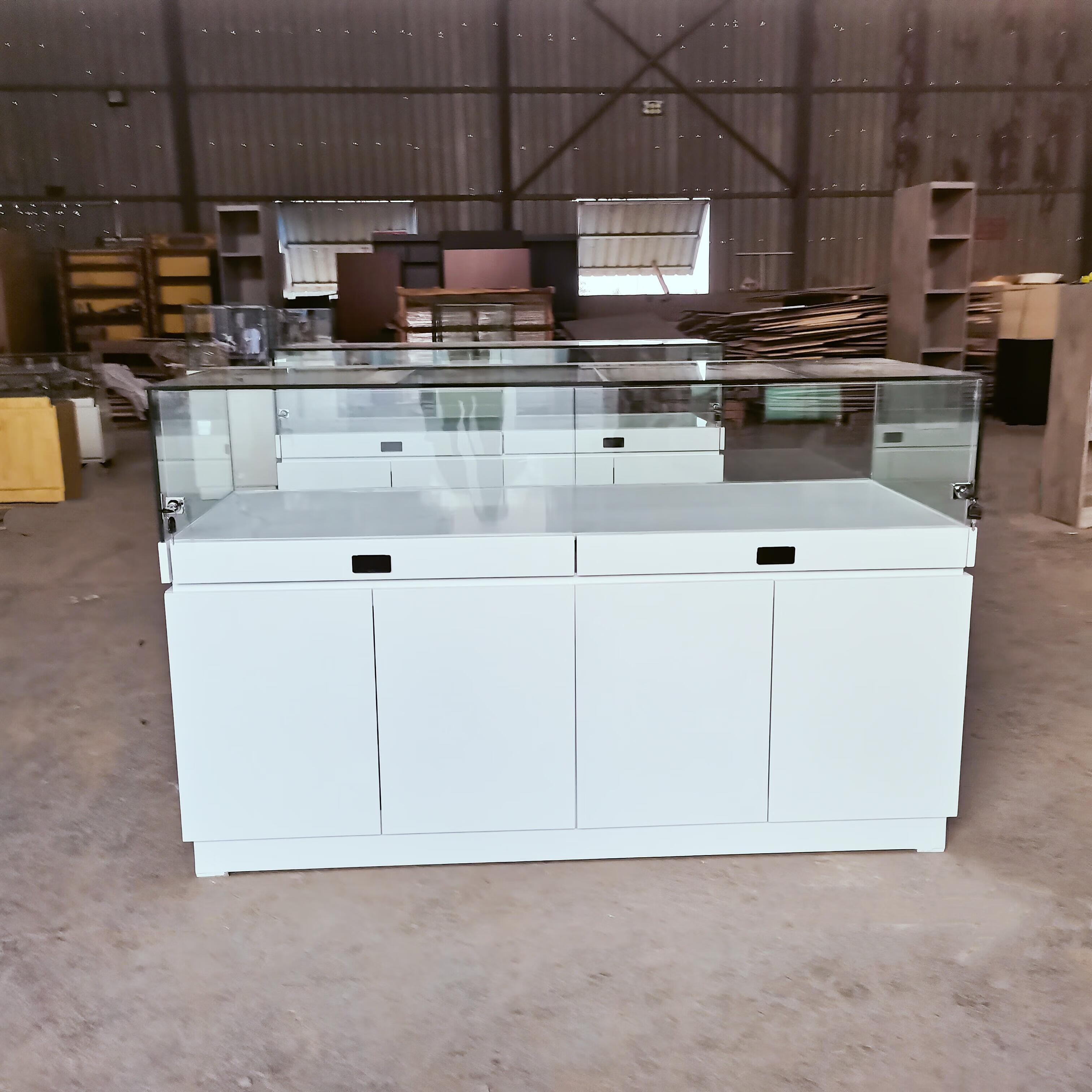 可恩玻璃展示柜珠宝玉器陈列柜饰品模型收纳柜台多功能烤漆博物馆展柜
