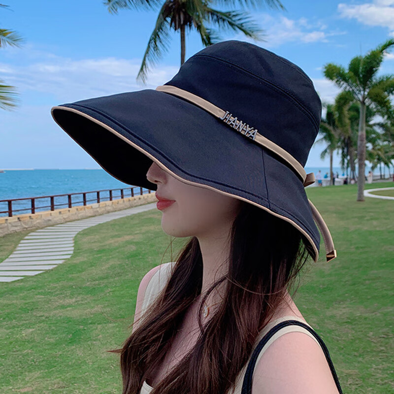 fly)网红款渔夫帽女夏天高颜值防晒遮阳帽日系洋气大帽檐太阳帽子 ji