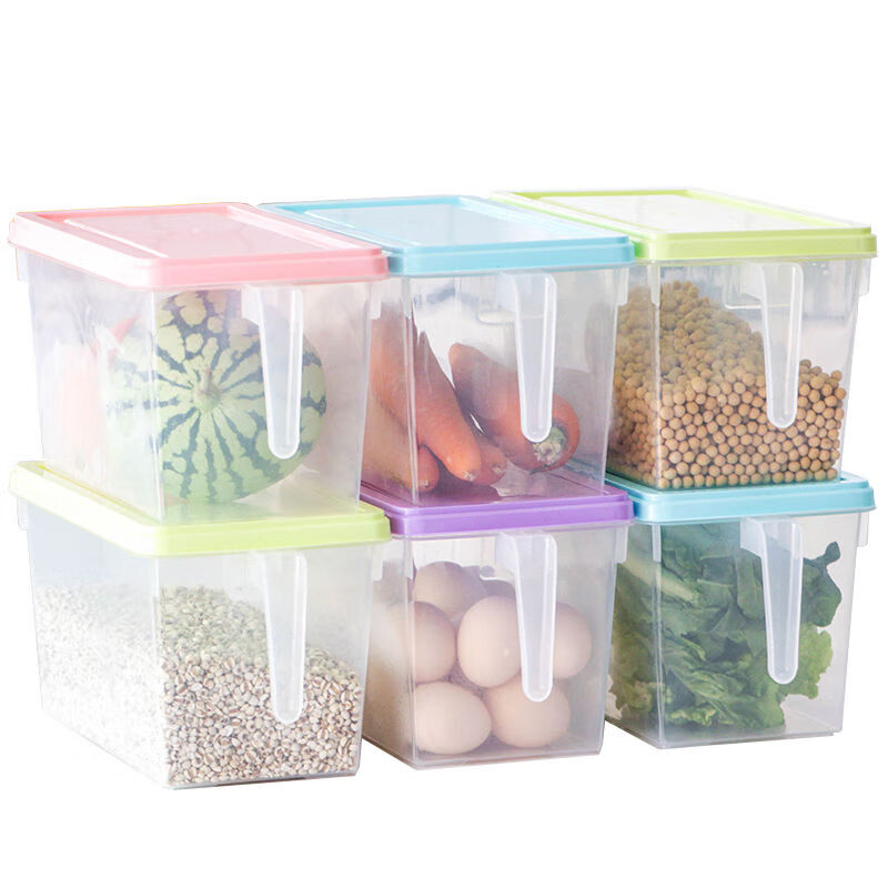 密封冰箱收纳盒冷冻食品收纳盒保鲜盒鸡蛋盒 彩色盖子 【3件 送2个】发5个