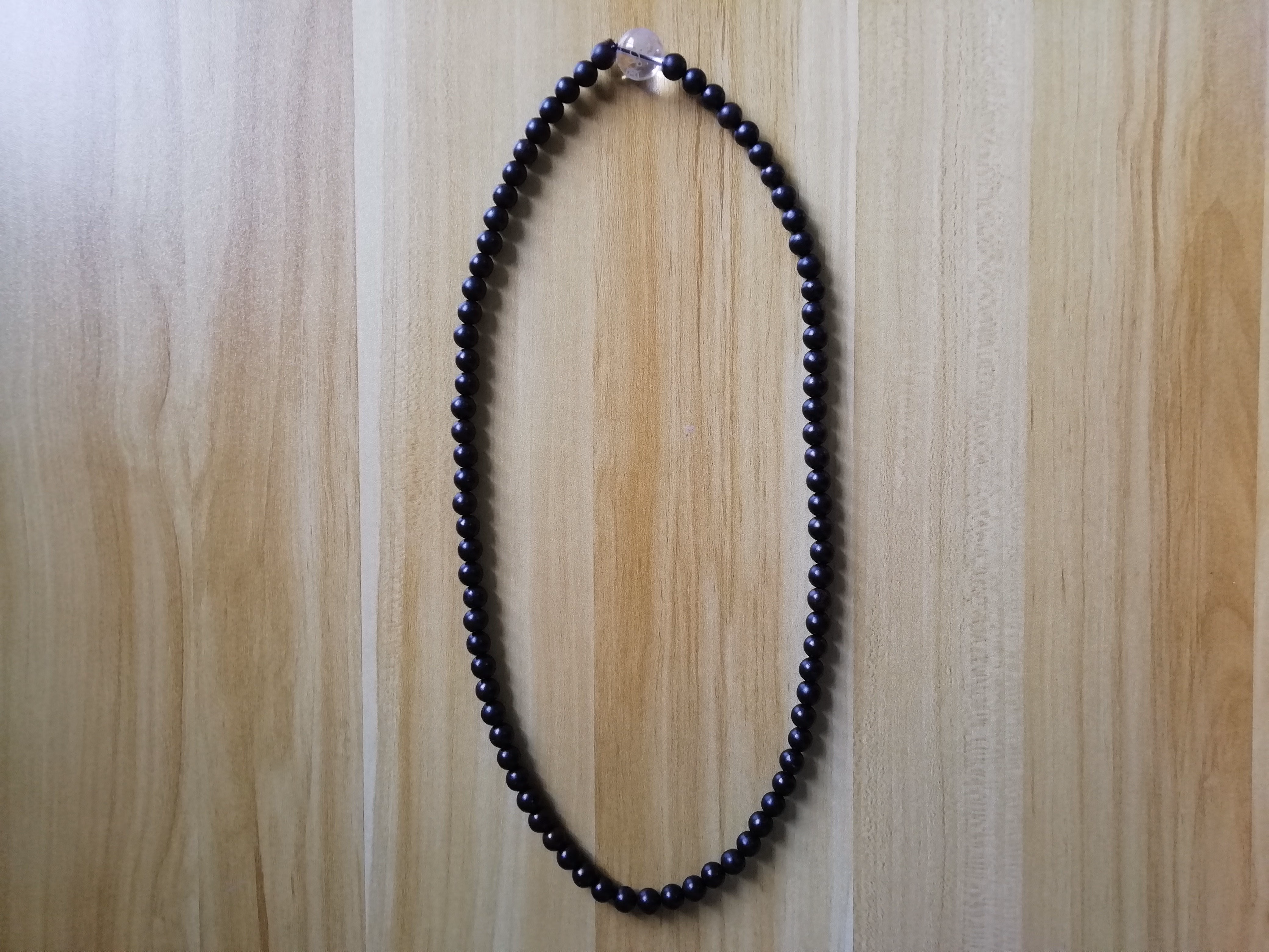 奢欧兰黑檀木十字天经念珠流珠81颗白水晶雷祖圣号玄门木手串男女通用