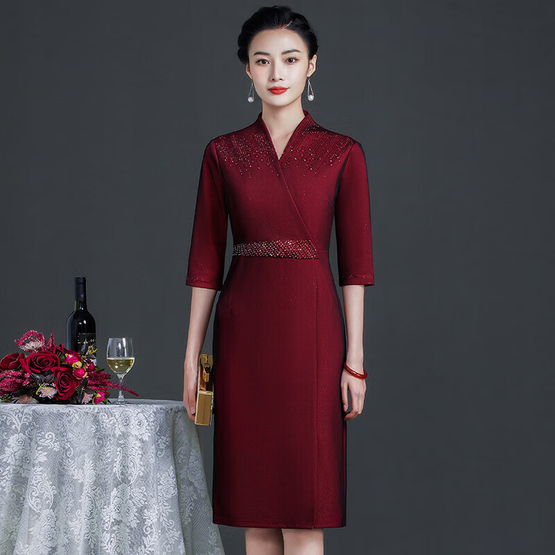 坊戚国庆儿子结婚妈妈装婚礼服夏秋季气质婚宴高贵女儿喜庆婆婆连衣裙