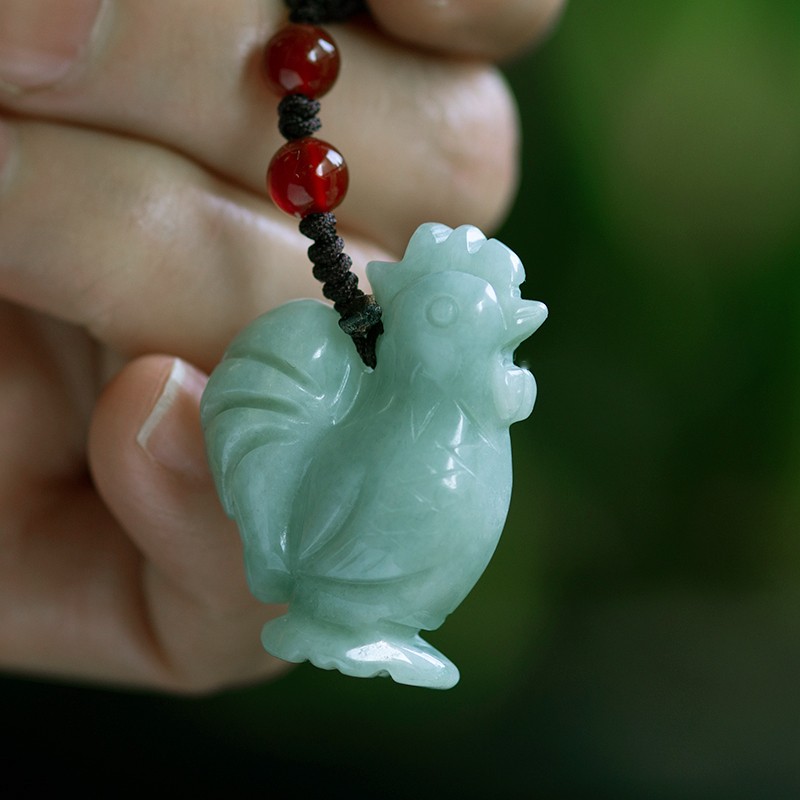 淘玉翡翠鸡挂件天然玉石生肖鸡吊坠钥匙挂件装饰礼物dyj 钥匙挂件款
