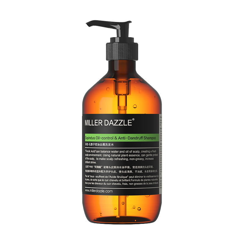 米叻（MILLER DAZZLE）洗发水男控油去屑洗发液柔顺香氛洗发露 500ml 无患子洗发水500ml