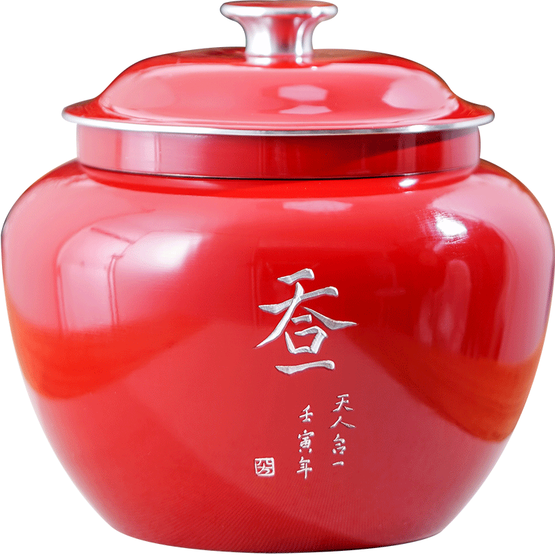 斑錫·龍大漆錫罐手刻將軍罐純錫茶葉罐密封罐儲茶罐云南個舊錫漆器 海吉大漆-刻