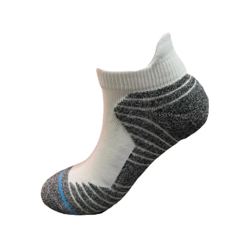 范哲芙运动袜男 毛巾底船袜户外篮球袜精英跑步袜 并线短筒袜子 白 男士均码38-44