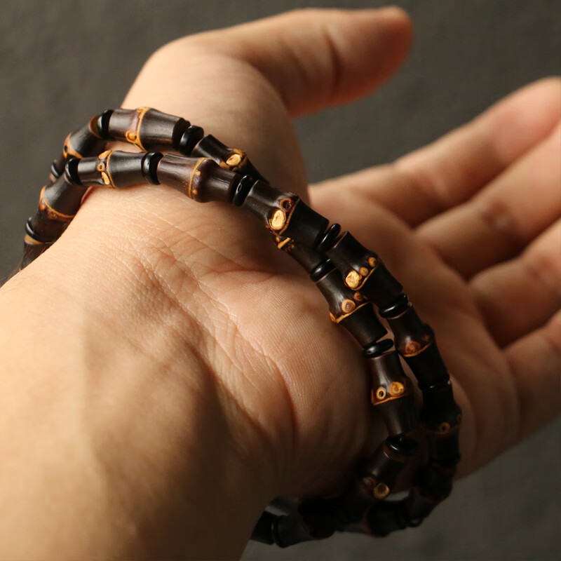 语森忆施华洛世奇锆紫竹根手串细实心紫竹鞭藤手链 文玩手把件满钉