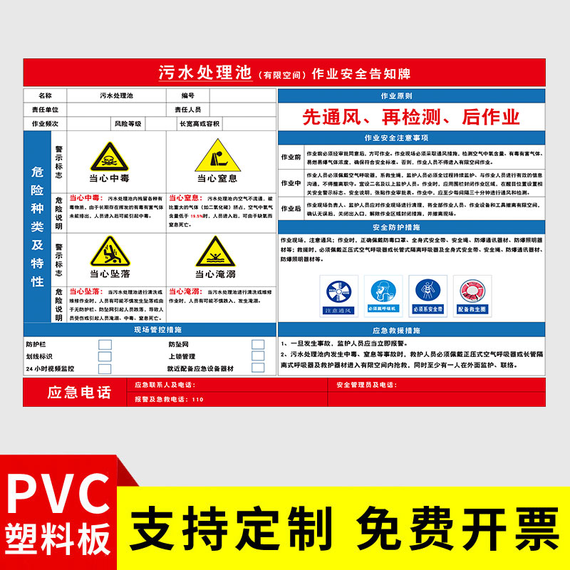 危险密闭空间严禁进入安全警示牌污水排放口标识标示提示指示警告牌