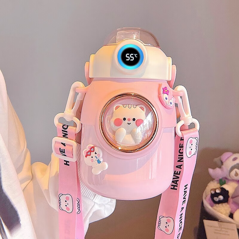 初和（CRUHRE）保温杯女2024新款高颜值食品级316儿童水杯上学专用学生可爱杯子 316熊猫白刻名字 700ml