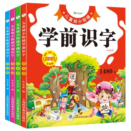 1480字4册识字认字书籍卡片3-4-6岁学前班幼小衔接同步人教版幼儿