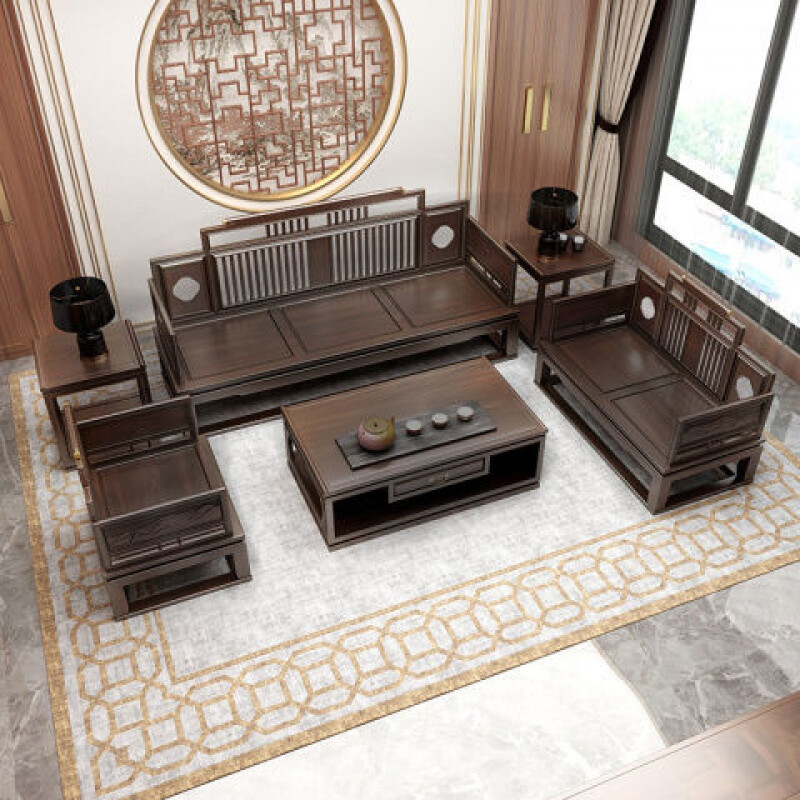 新中式沙发全实木罗汉床禅意客厅椅设计轻奢现代别墅沙发 单人位 组合