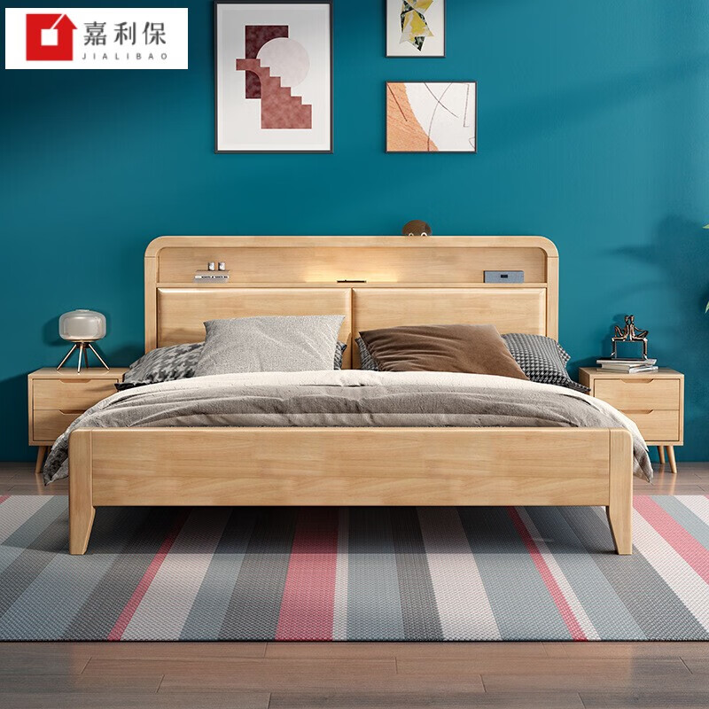 5米框架结构床(原木色) 实木床