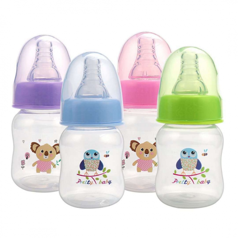 芙芳万家新生婴儿标准口径PP塑料奶瓶带手柄吸管 果汁60ML奶瓶