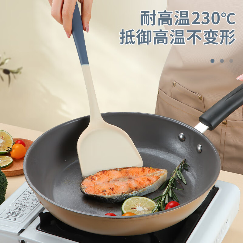 兴刃硅胶锅铲套装不粘锅专用炒菜铲子家用锅铲耐高温三件套 硅胶厨具三件套【墨蓝色】