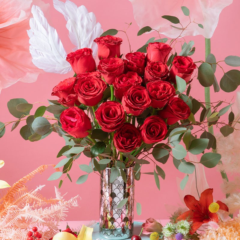 京东鲜花 520红玫瑰礼盒送女友礼物鲜花礼盒玫瑰花束同城速递19枝红玫瑰-此情不渝
