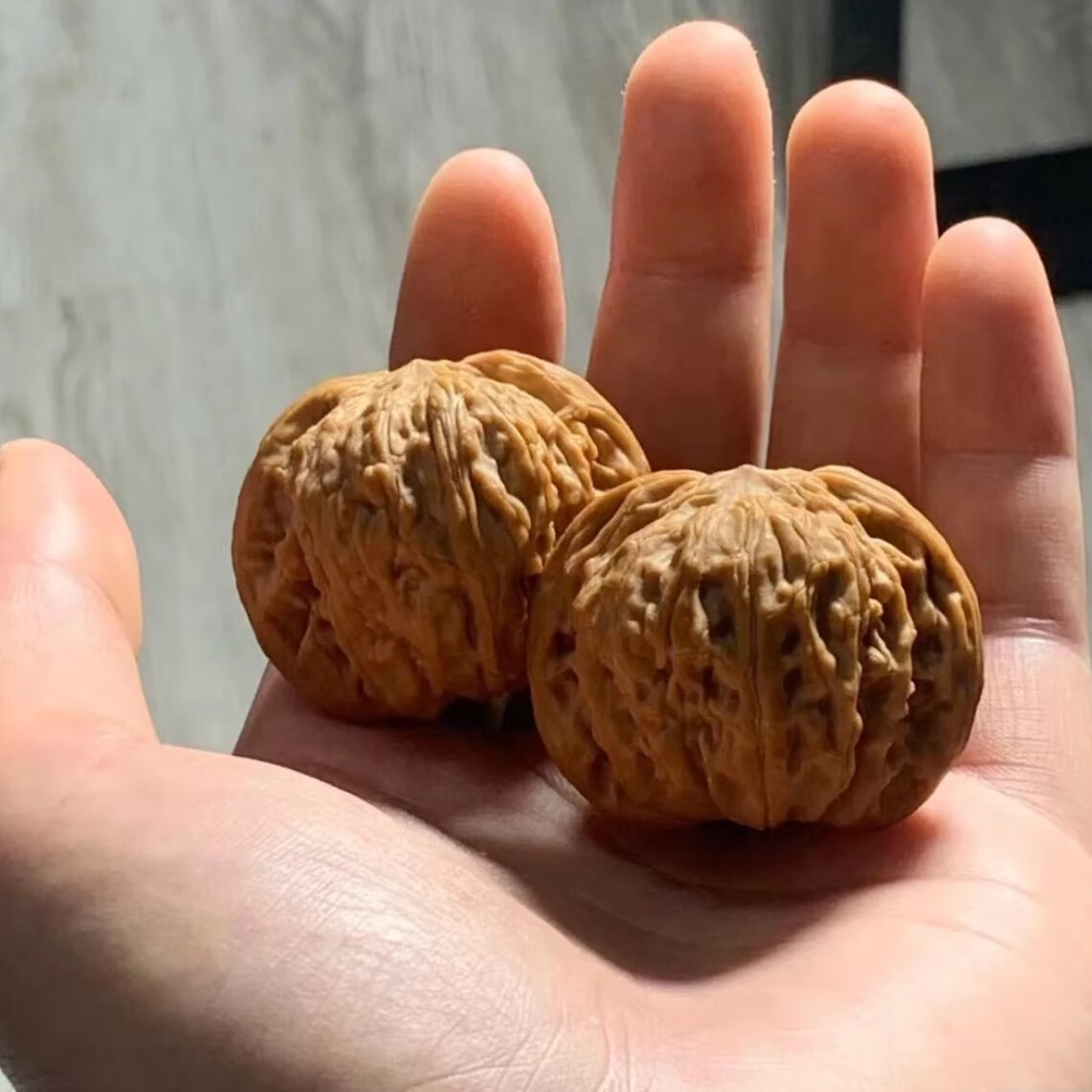 eck文玩核桃磨盘狮子头无药小手捻闷尖白狮子野生收藏级把玩文玩 收藏