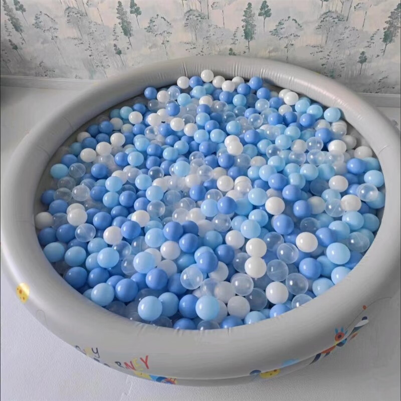 智伦多海洋球加厚儿童室内游乐淘气堡彩色围栏百万波波玩具球 暖蓝+马蓝+白+透加厚5.5CM50 个