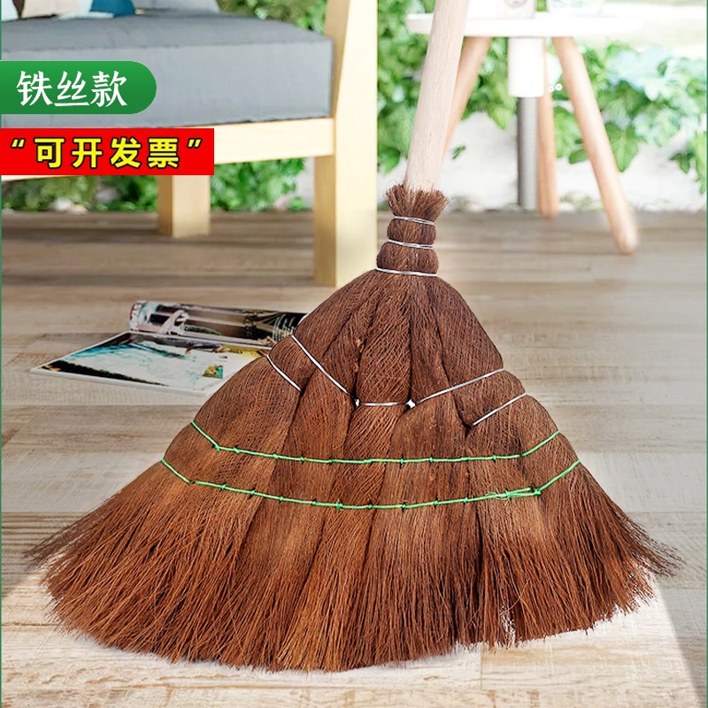 手工棕榈扫把长柄大号家用工厂车间老式棕毛扫帚鬃毛扫把农村扫院子不