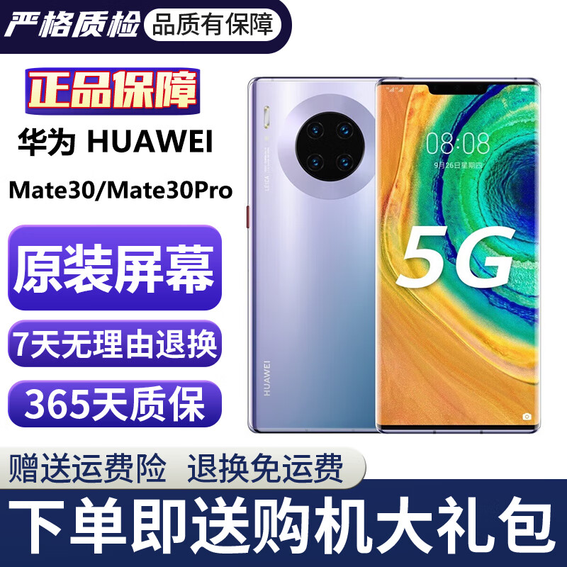 华为Mate30 Mate30pro 华为mate30pro二手 华为手机 二手5G手机 国行95新 星河银（5G版） 【Mate30】8+256G（90左右电池）