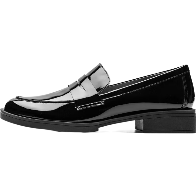 莱尔斯丹[可可奶芙]复古乐福鞋2025新款舒适单鞋小皮鞋女33106 黑色 BKP 40