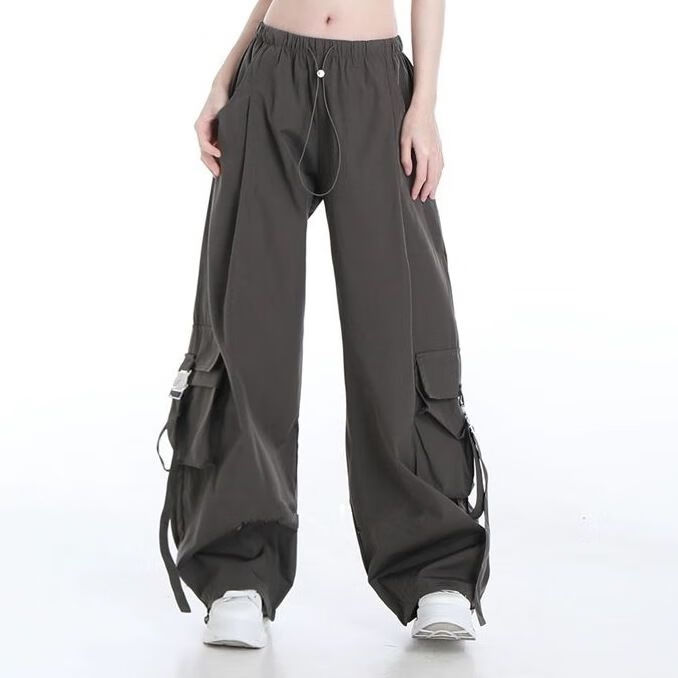 婵栩春秋季女生适合小腿粗的休闲裤子秋季美式ins工装裤子宽松显瘦女