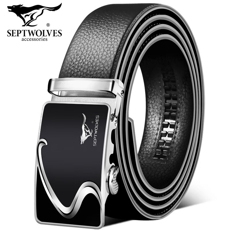 七匹狼(septwolves)男士皮带头层牛皮青年休闲自动扣腰带男真皮商务