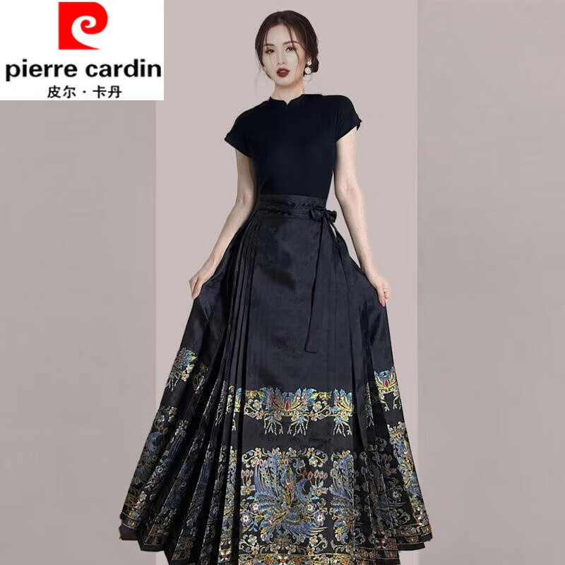 皮尔卡丹（pierre cardin）女装a字半身裙子气质秋季新款夏季新中式中国风改良版马面裙 黑色马面裙 XL属于什么档次？