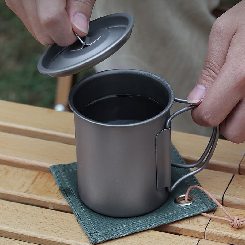 trip) 折叠水杯钛杯单层可折叠水杯户外野营装备便携式茶杯咖啡杯子