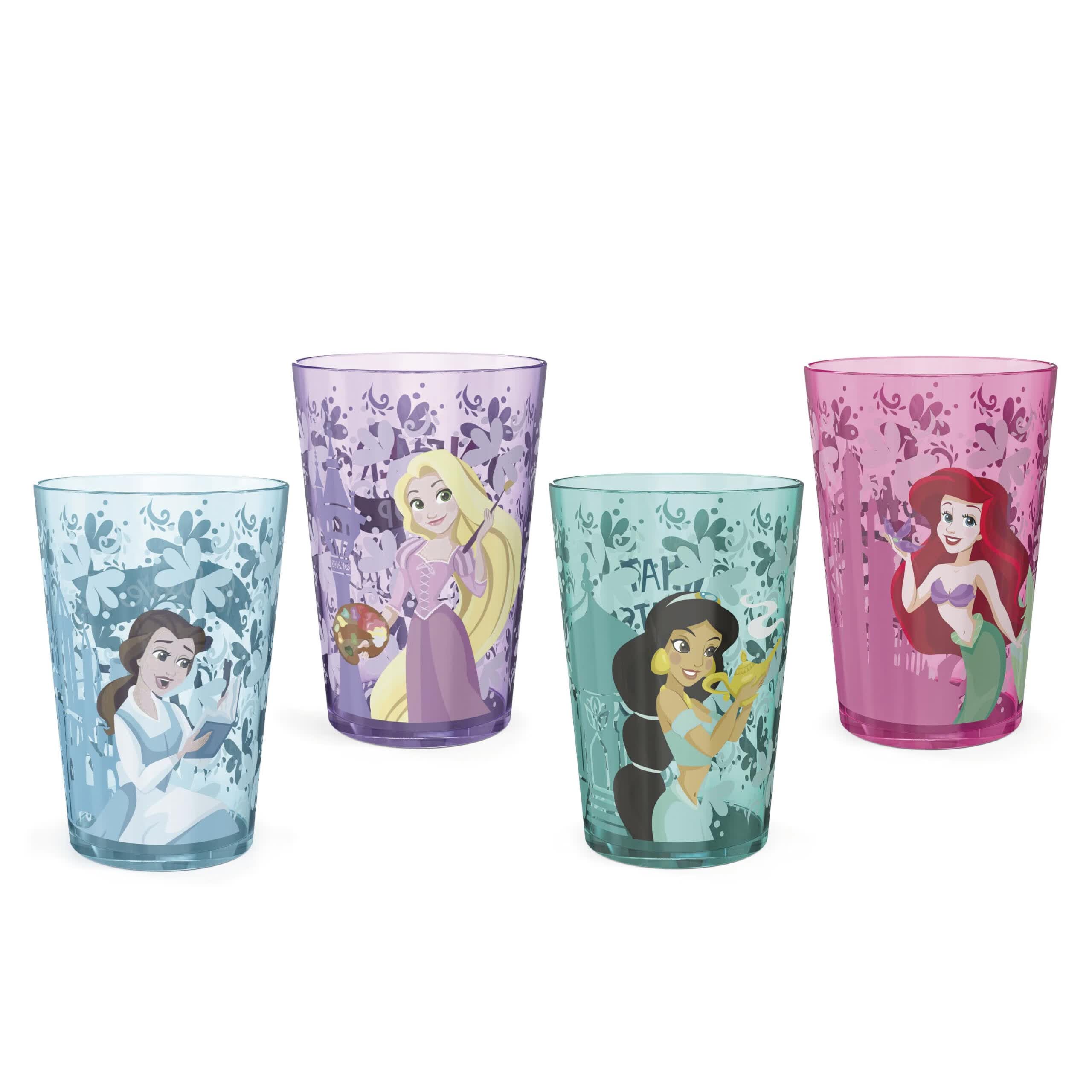 zak designs 迪士尼公主儿童水杯 4件套 428ml 安全塑料杯 卡通图案