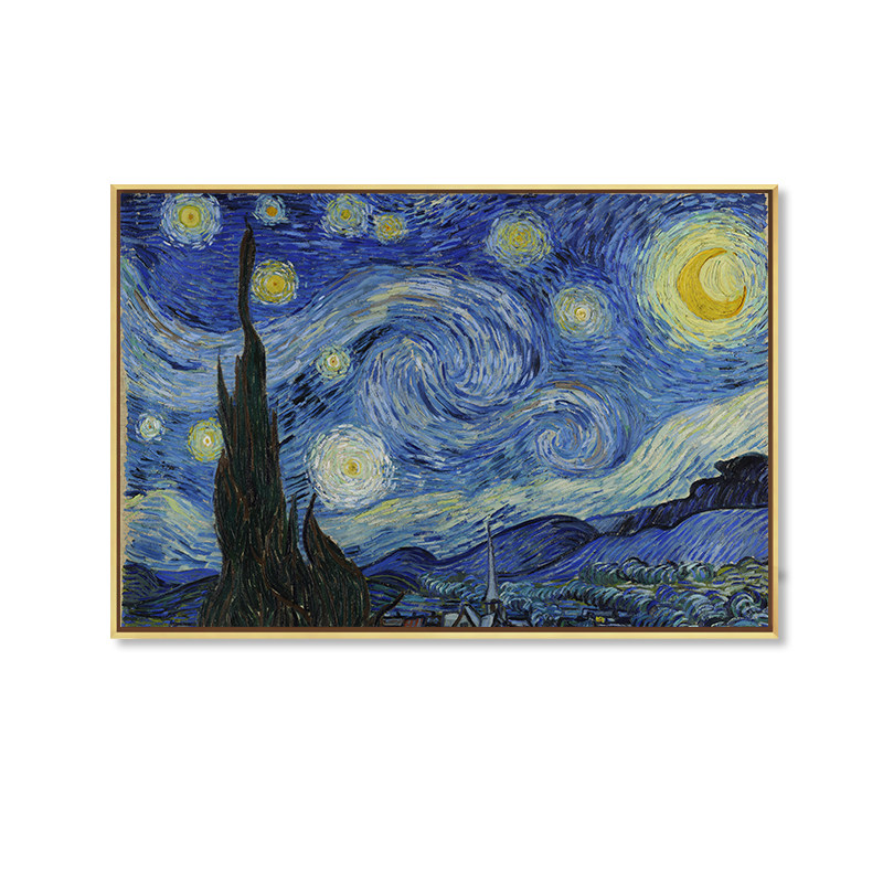 梵高的星空电表箱装饰画免打孔北欧莫奈电闸盒配电箱总开关遮挡箱 b